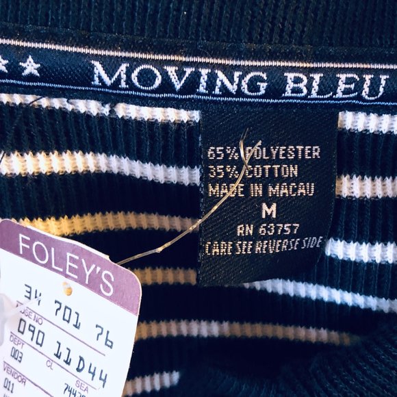 NWT Moving Bleu Sz M Fit L  Womens Knit Navy Jacket Button Embroidered Pocket - Picture 9 of 12
